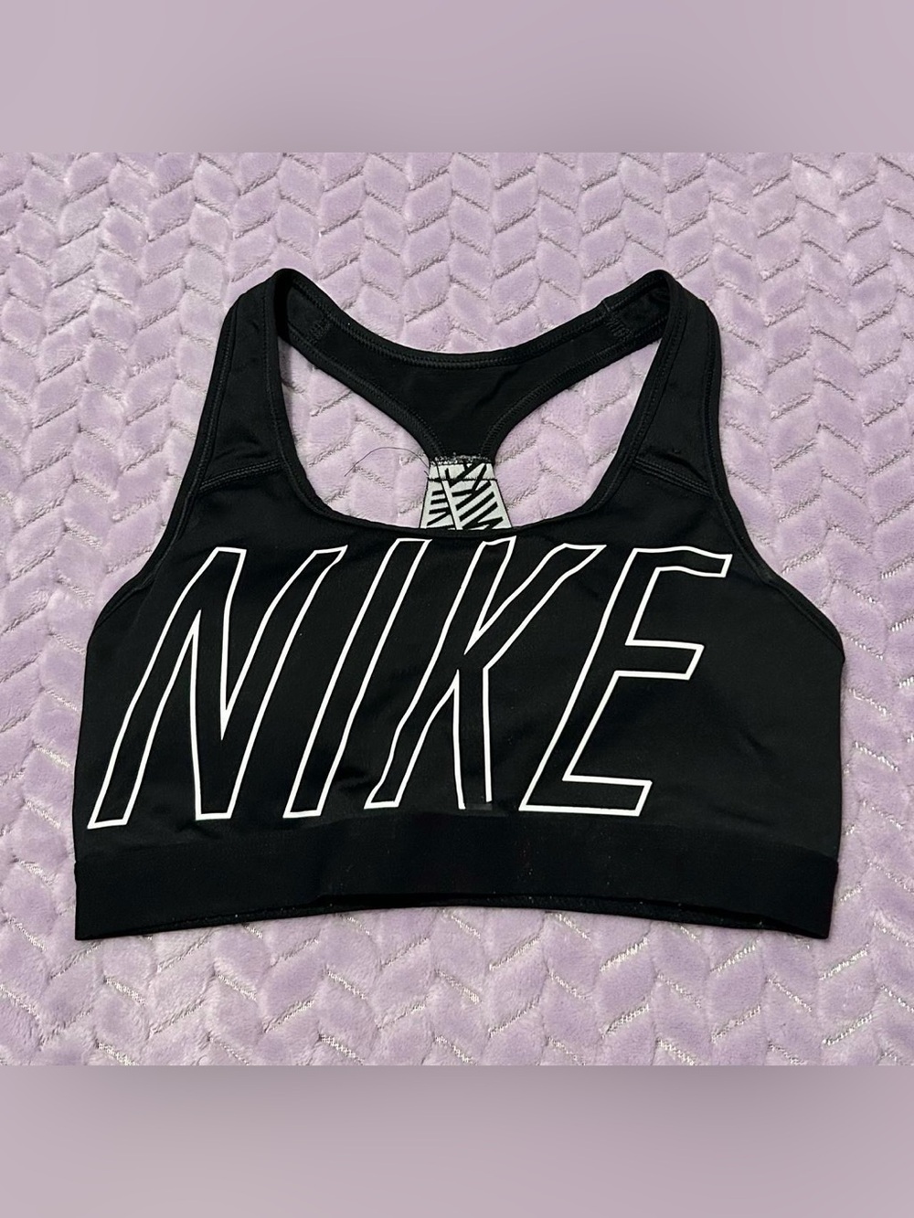 Nike Black Sports Bra with White Logo - Racerback